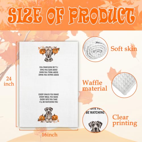 Great Dane Fall Dog Kitchen Towels - Halloween Dog Dish Towels - FIicy
