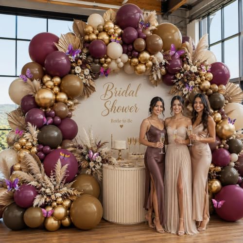 Purple Brown Double Stuffed Balloon Arch Kit with Butterfly Decor for Weddings & Parties - Variation of THIS listing