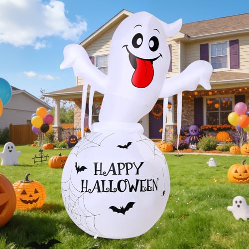6 Ft Halloween Ghost in Bottle Inflatable Yard Decoration with LEDs