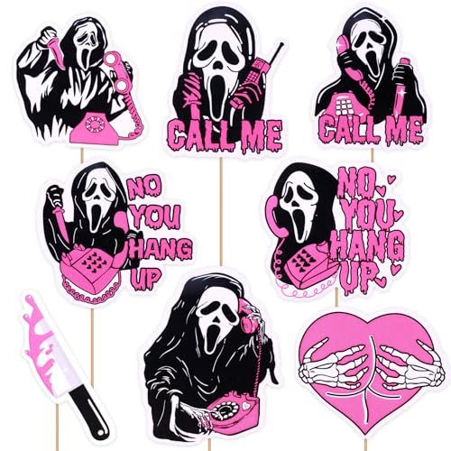 Pink Horror Movie Cupcake Toppers 24PCS Halloween Party Decor