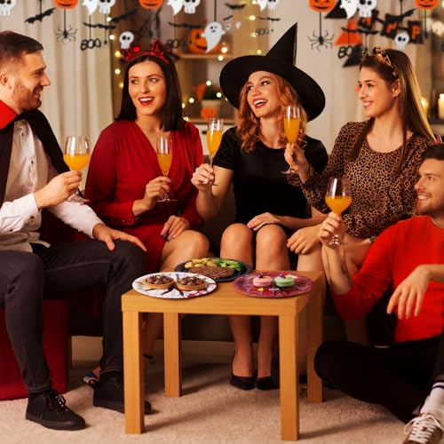 Fourluoo 96-Pack Spider Paper Plates - Black, Red, 7 Inch, Disposable Halloween Partyware