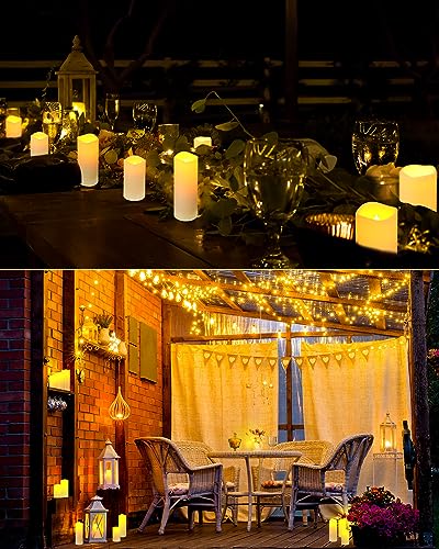 Waterproof LED Flameless Candles with Remote Control - Outdoor Battery Pillar Candles for Wedding Halloween Christmas Decorations, 3 Sizes
