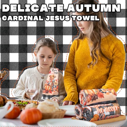 Fall Kitchen Towels Set - Pumpkin Maple Design, Microfiber Dish Towels, 6 Pack