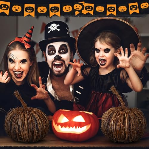 Artificial Wicker Pumpkin Set - Fall Halloween Centerpieces, 7.87 x 7.87 Inches