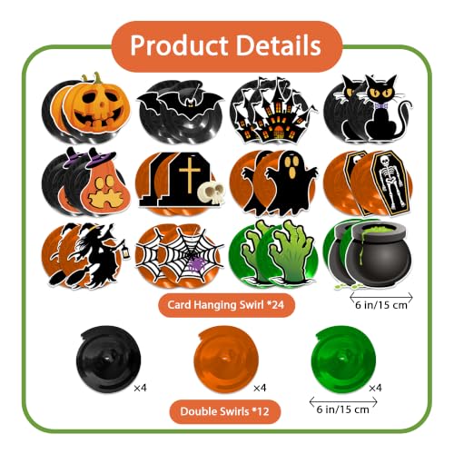 36 Pcs Halloween Hanging Swirls Double Sided Ceiling Decor Set - Spooky Party Decorations
