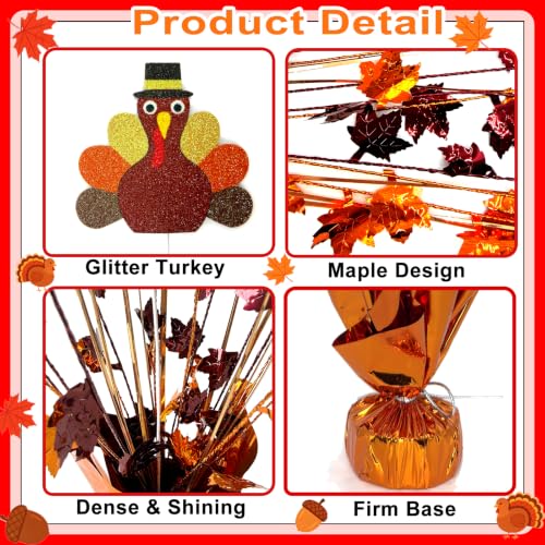 Thanksgiving Turkey Centerpiece with Maple Leaves Fall Table Decor - 6 Pack