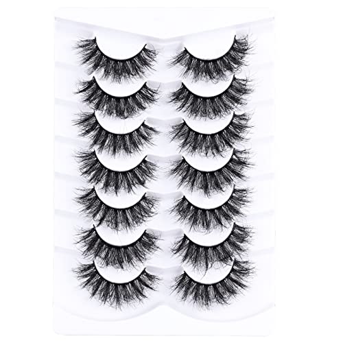 False Eyelashes 8D Fluffy Wispy Faux Mink Cat Eye Lashes 7 Pairs - B08(13-18mm)