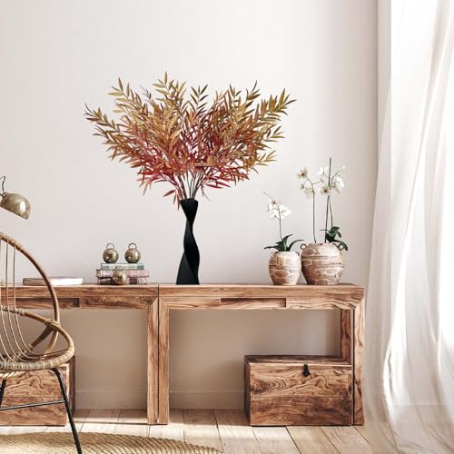 Artificial Fall Leaves Stems Set – 4 Bundles, Lush Autumn Foliage for Decor