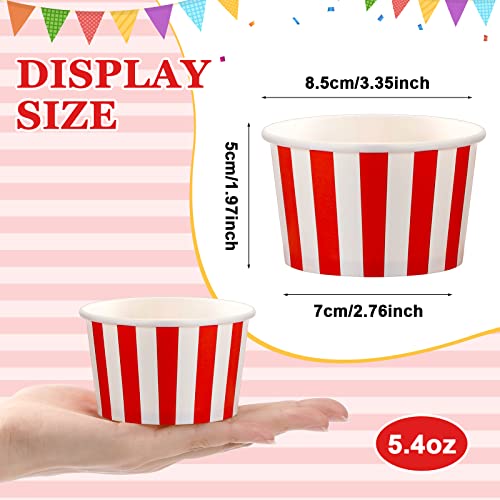 Potchen 200 Pcs 5.5 oz Ice Cream Cups - Red & White Striped, 3.35 x 2.75 Inches