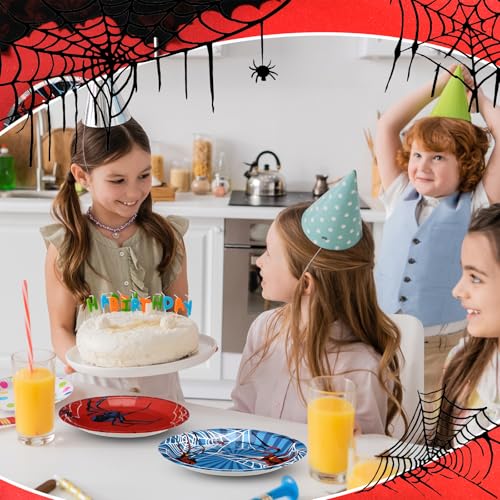 Disposable Spider Web Paper Plates - 7 Inch, 60 Pcs, Festive Party Dinnerware - Variation: Spider
