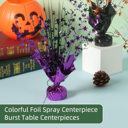 20 Pack Metallic Foil Star Centerpieces for Party Decorations - Black & Purple
