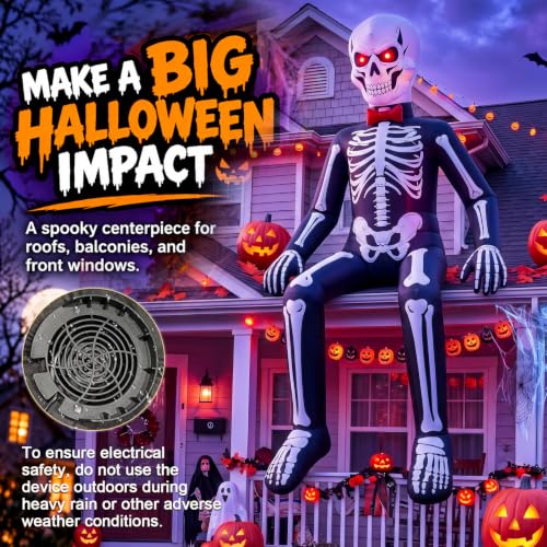 10.5FT Light-Up Halloween Skeleton Inflatable for Yard and Garden Decorations