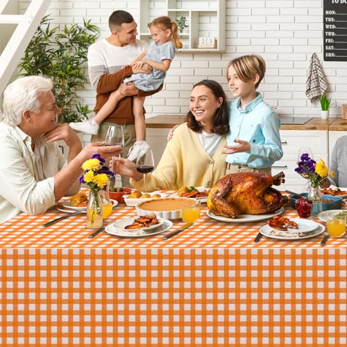 Orange Gingham Tablecloth Set - 12 Pack 54x108 Inches Fall Picnic Decor Variation of THIS listing: Orange / 12