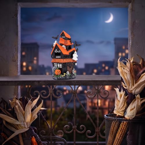 Halloween Haunted Village Decor LED Resin Spooky Town Black