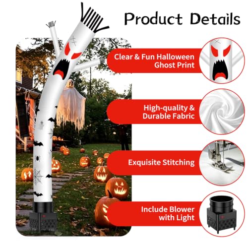 6Ft Ghost Air Dancer Inflatable Wacky Waving Tube Guy with LED Light and Blower