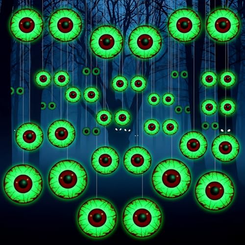 48 Pcs Halloween Glowing Eyes Outdoor Decorations Set - Creepy Lighting