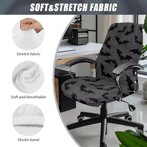 Bat Spider Web Print Water-Resistant Office Chair Cover Large - Halloween Decoration