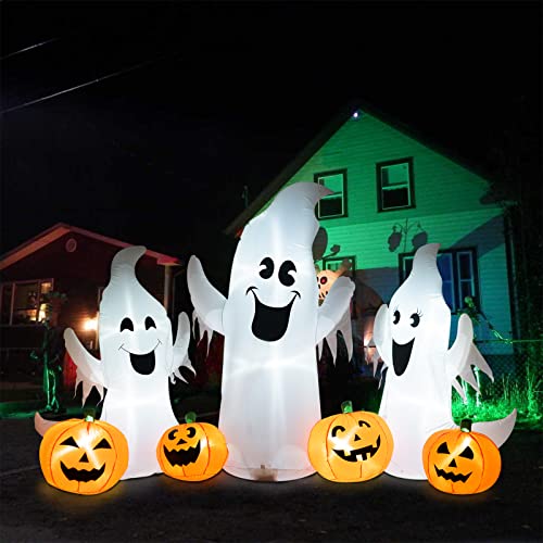 7FT Halloween Inflatable Ghosts & Pumpkins Set with LED Lights for Yard & Garden Decor