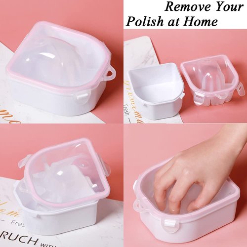Nail Soaking Bowl, Gel Nail Polish Remover Kit, Manicure Bowl for Hand, Dip Powder Remover Tools, Nail Soak Off Bowl for Acrylic Nails, Nail Brush, Cuticle Pusher, Cuticle Peeler, 100/180 Nail File,