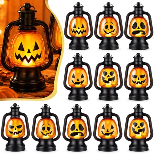 Halloween Mini Pumpkin Lantern Set - 12 Pcs 6 Inch Jack O Lantern Decorations