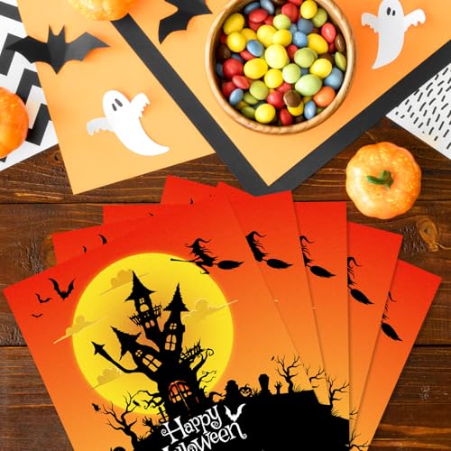 80Pcs Halloween Paper Napkins - Spooky Black and Orange Table Decor