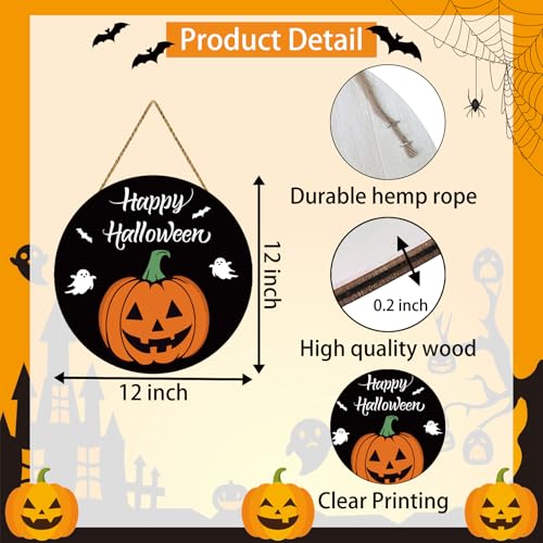 Halloween Door Sign - Cute Pumpkin Ghosts Bats Happy Halloween Decoration