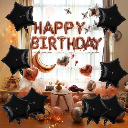 Black Star Balloons Foil Balloon Party Decorations - 8pcs