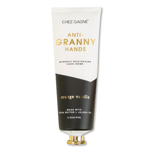 Chez Gagné Intensely Moisturizing Vegan Hand Cream (3.4oz) Jojoba Oil Cocoa Butter- Non-Greasy, Fast-Absorbing, Made In US - Anti-Granny Hands (3.4oz, Orange Vanilla)
