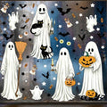 Large Ghost Halloween Window Stickers - White, 8 Sheets for Indoor & Outdoor Decor