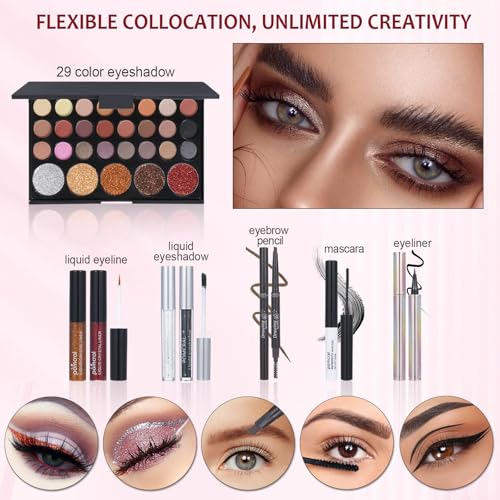Full Makeup Kit for Women with Eyeshadow, Lipstick, Brushes & Travel Bag Kit019
