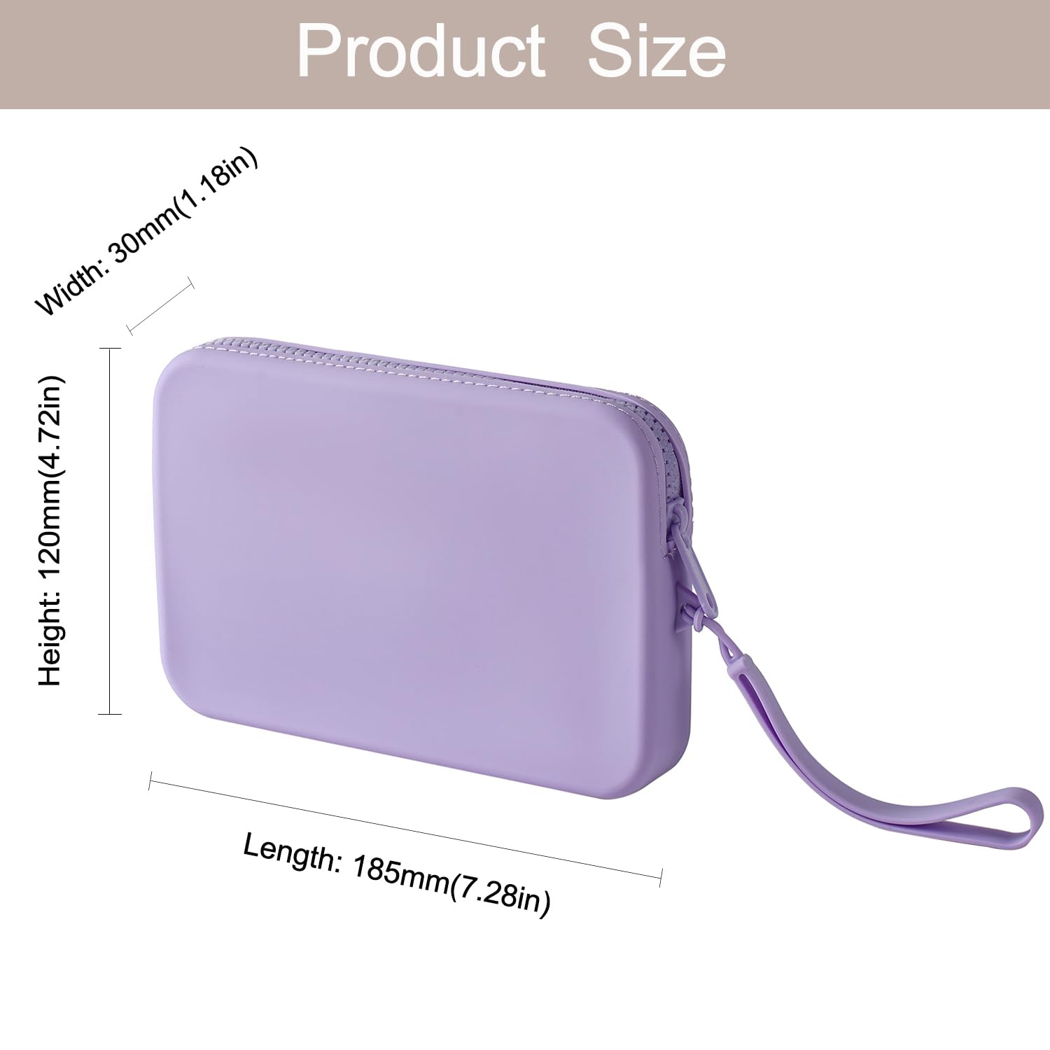 WHHJM Large Silicone Multifunctional Essential Bag Portable Travel Makeup Bag for Women Men Cards Cash Bag Zipper Pouch (Purple)