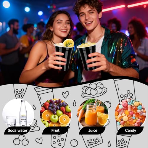 Black Plastic 16oz Disposable Party Cups - 100 Pack, Suitable for Events & Outdoor Gatherings