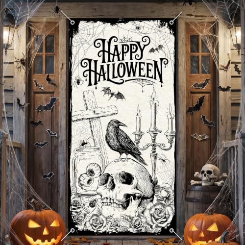 Halloween Door Cover Skeleton Banner for Party Decor 0.9 x 1.8 m