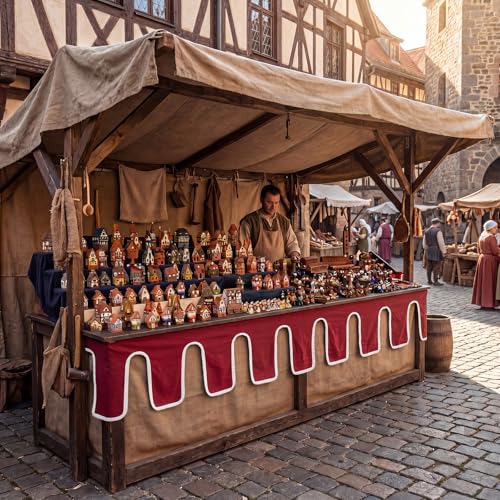 Medieval Table Skirt - 9.8 Ft Chivalric Party Decor for Events & Weddings