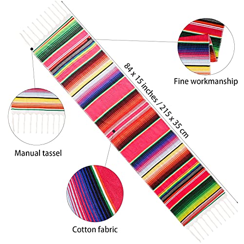 Mexican Serape Table Runners - Set of 10 Cotton Fiesta Decorations 14x84 Inches