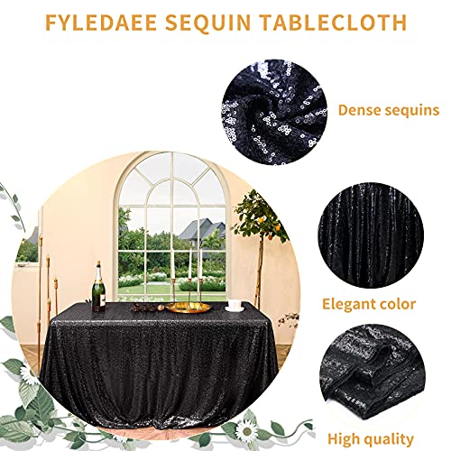 Black Sequin Tablecloth for Parties 60x102 Inch Rectangular Glitter Table Cover
