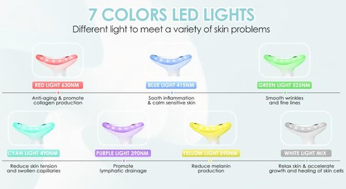 Face Massager -7 Color Red-Light-Therapy,Cool and Thermals for Face and Neck for Wrinkles, Double Chin, Vibrating Facial Massager
