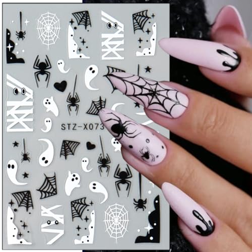 Halloween Nail Stickers Set 6 Sheets Ghost Spider Web Decals Halloween Style 1