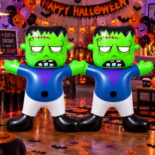 Halloween Inflatable Decorations - 2 Pack, 3.6 Ft Green Balloons Yard Decor - Indoor & Outdoor