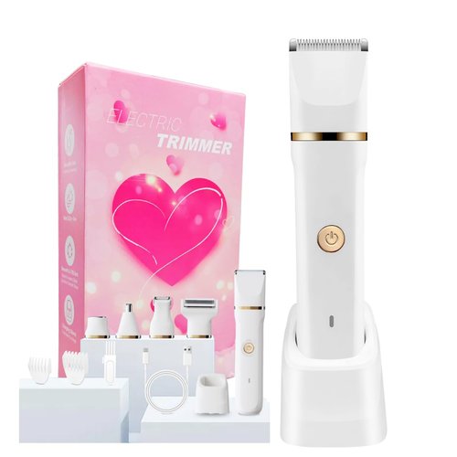 RaysDanc 5-in-1 Bikini Trimmer for Women, Waterproof Electric Shaver & Electric Razor for Women, Cordless Hair Trimmer with 5 Heads, Rechargeable Wet/Dry Use Womens Shaver