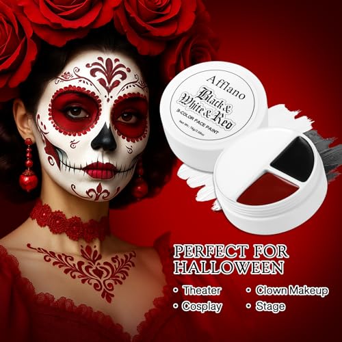 Black Red White Face & Body Paint Makeup - 1 PCS - Halloween SFX Costume & Stage