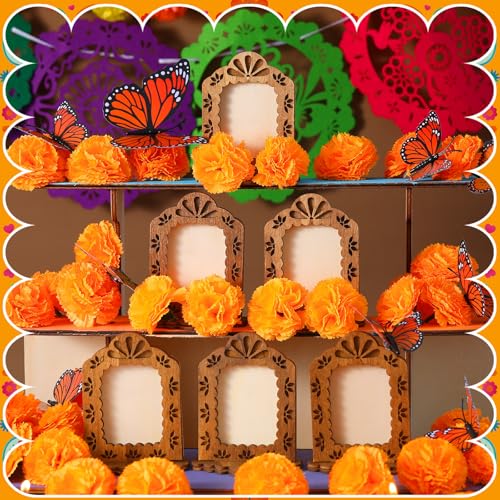 Day of the Dead Decoration Kit with Wooden Photo Frames, Marigolds & Butterflies