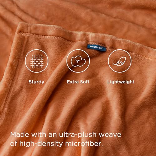 Bedsure Cozy Fleece Throw Blanket - 50x70 Inches, Orange, XL
