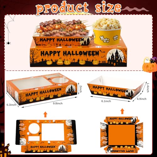 Halloween Movie Night Snack Trays & Candy Boxes Set - 36 Pieces