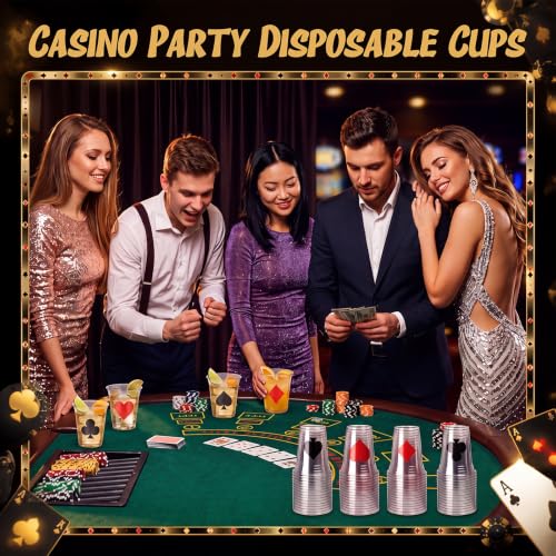 120 Pcs Halloween Playing Card & Plastic Cup Set - 12 oz Disposable Party Cups - Variation: Poker
