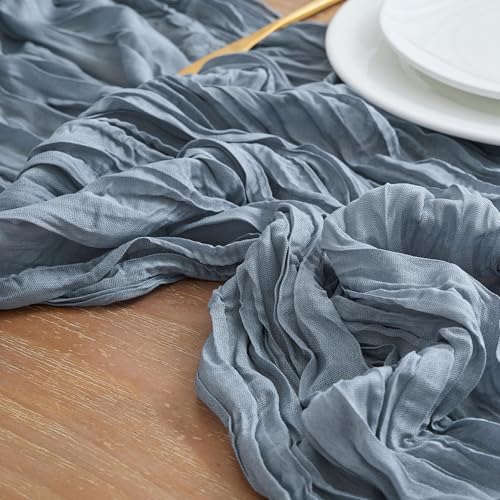 6 Pack Dusty Blue Cheesecloth Table Runners - Fall Wedding Decor 10FT