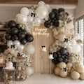 Black White Balloon Arch Kit - Double Stuffed Pearl White & Black Balloons with Bow - Wedding & Party Decorations