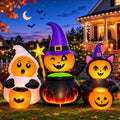Halloween Inflatable Pumpkin Trio 7FT Yard Decoration with LED Lights - Costume Party Scene