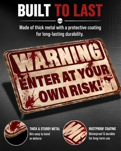 Halloween Outdoor Metal Yard Sign - Spooky Warning & Haunted Decor