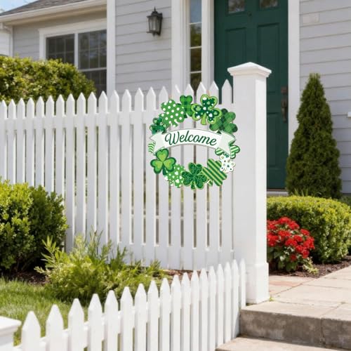 Halloween Wooden Ghost Wreath Door Sign - St Patricks Day Variation 11.9"